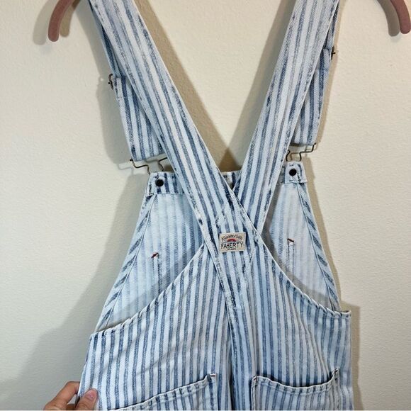 Faherty Topsail Overalls Women’s XS Light Wash Striped Railroad Western Cowgirl - Picture 10 of 14